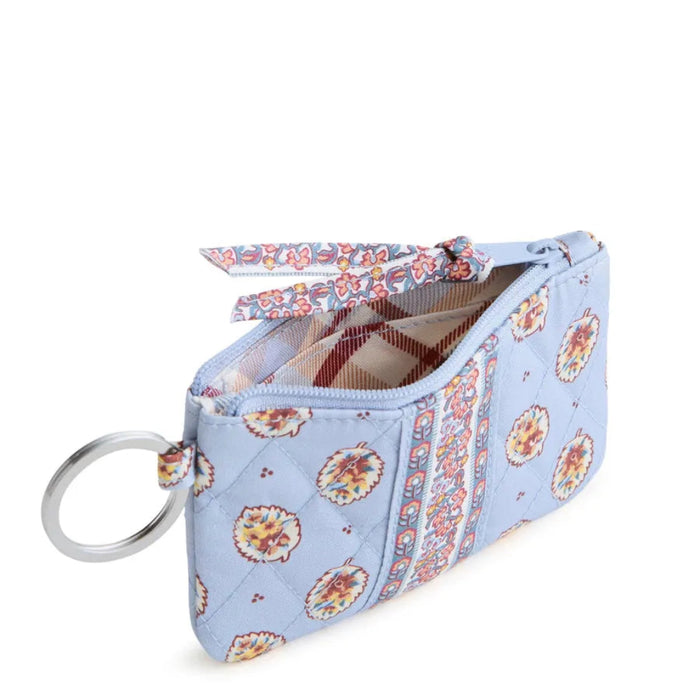 Vera Bradley Zip ID Case in Blue Leaf floral pattern with a secure zip closure and convenient ID window.