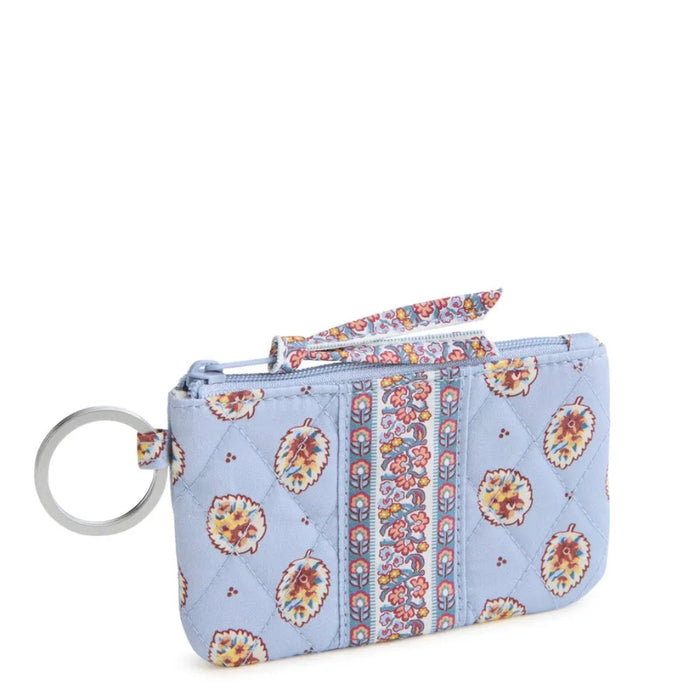 Vera Bradley Zip ID Case in Blue Leaf floral pattern with a secure zip closure and convenient ID window.