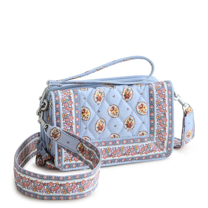 Vera Bradley Carlow All in One Crossbody in Blue Leaf floral pattern with a compact design for everyday carrying.