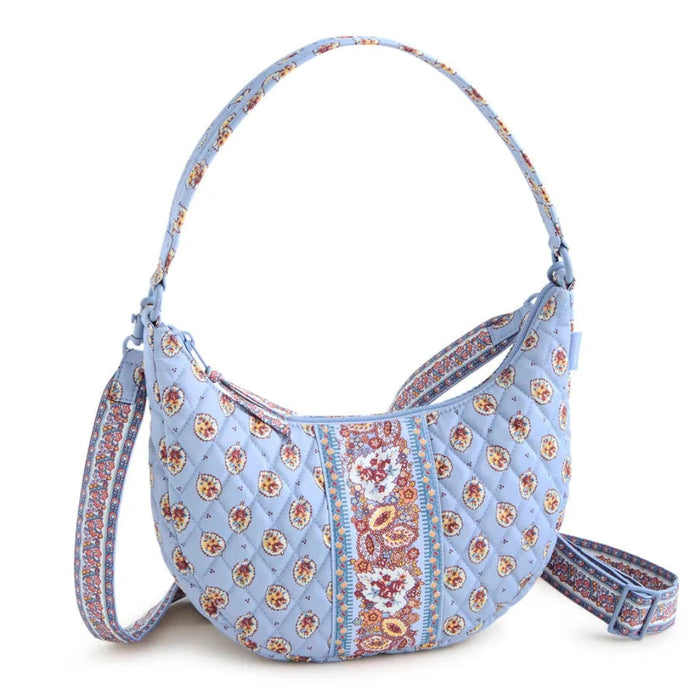 Vera Bradley Clara Convertible Shoulder Bag in Blue Leaf floral pattern with a versatile design for everyday carrying.