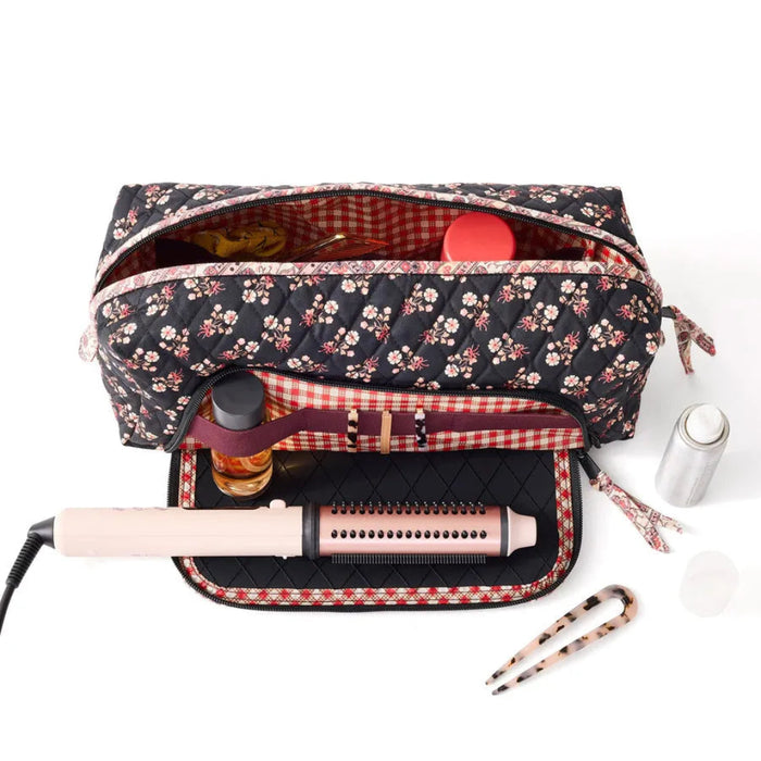 Vera Bradley Hair Care Case in Melissa Ditsy floral pattern designed to organize hair care essentials.