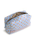 Vera Bradley Large Cosmetic Bag in Blue Leaf floral pattern designed to organize makeup, beauty products, and travel essentials.
