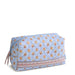 Vera Bradley Large Cosmetic Bag in Blue Leaf floral pattern designed to organize makeup, beauty products, and travel essentials.