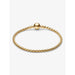 Pandora gold bracelet with spherical clasp and classic woven chain design.