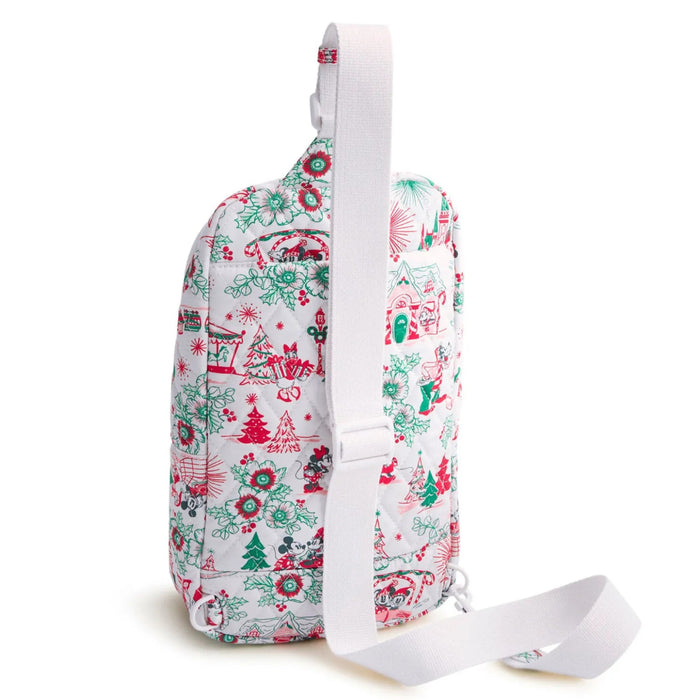 Holiday Ever After Lorman Sling Backpack featuring a festive seasonal pattern and compact design.