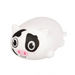 Three colorful pig-shaped toys on a white background