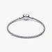 Sterling silver mesh chain bracelet with a polished heart-shaped clasp designed for everyday wear and compatible with charm beads.