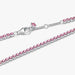 Pandora Pink Small Tennis Bracelet in sterling silver with pink cubic zirconia displayed on a white background.