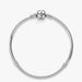 Pandora Moments Barrel Clasp Snake Chain Bracelet featuring a polished snake chain with a classic barrel clasp, designed for Pandora Moments charms and accessories.