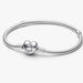 Pandora Moments Heart &amp; Snake Chain Bracelet featuring a polished snake chain with a heart-shaped clasp, designed for Pandora Moments charms and personalized jewelry.