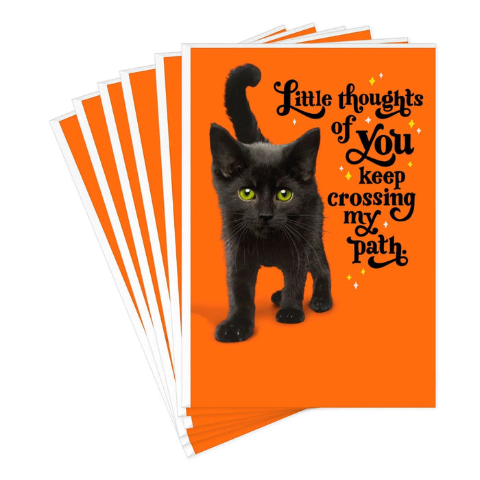 Hallmark Halloween greeting card with adorable black cat and festive seasonal lettering