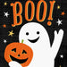 Hallmark Ghost with Pumpkin Halloween Cards Pack featuring a white ghost, glowing pumpkin, black starry background, and 6 matching envelopes.