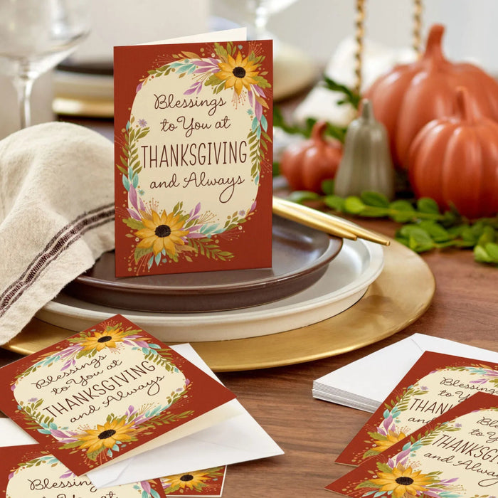 Thanksgiving cards with autumn leaves and matching envelopes