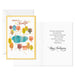 Thanksgiving card with colorful trees and houses illustration on a white background