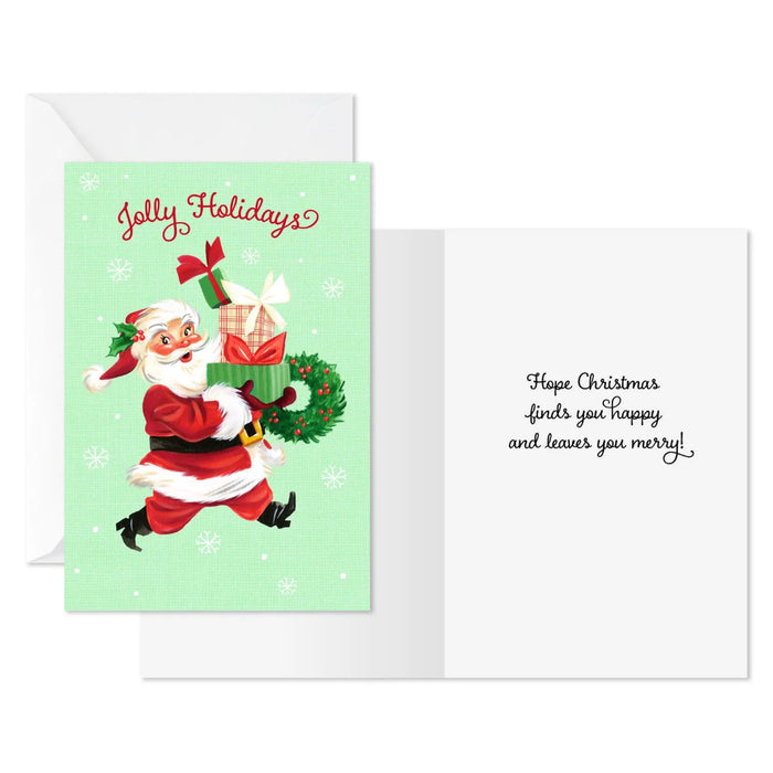 Hallmark Jolly Santa Claus Christmas Cards, pack of 6, featuring a cheerful Santa Claus design for holiday greetings