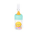 Decorative baby bottle ornament with a sun design on a white background 