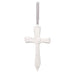White cross ornament on a white background