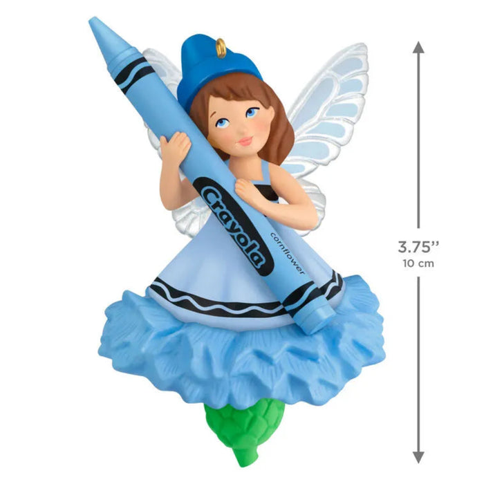 Hallmark 2026 Cornflower Fairy ornament 3.75 inch height scale with crayon detail