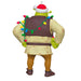 Back side of the Green animated character  Shrek Ornament with Christmas lights around its body  on a white background.
