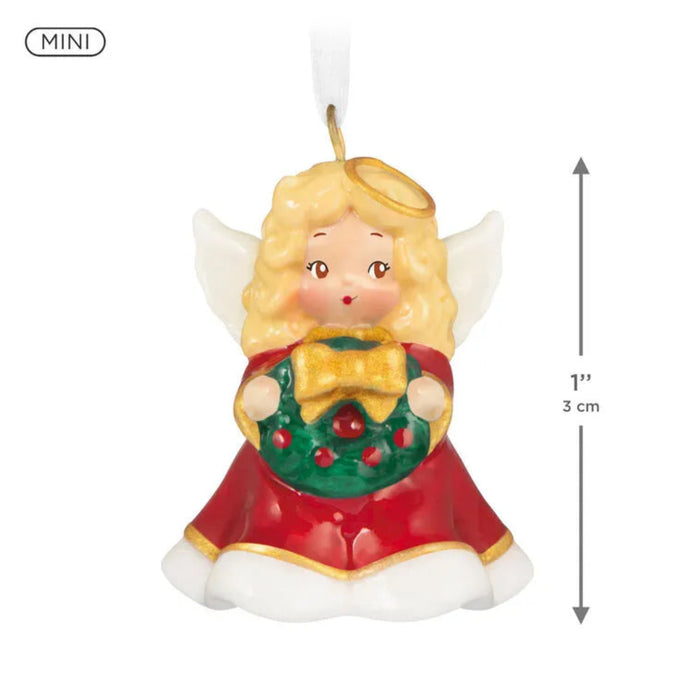 1-inch miniature Hallmark angel ornament size comparison shot