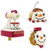 Snowman-themed kitchen mixer, toaster and waffle maker ornaments with a white background