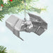 Mini Star Wars TIE fighter Christmas ornament hanging against a light blue background with greenery.