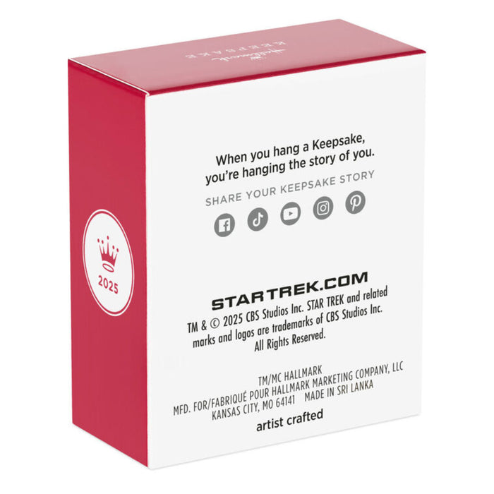 Hallmark Keepsake Ornament Star Trek product packaging with branding and product details on a white background