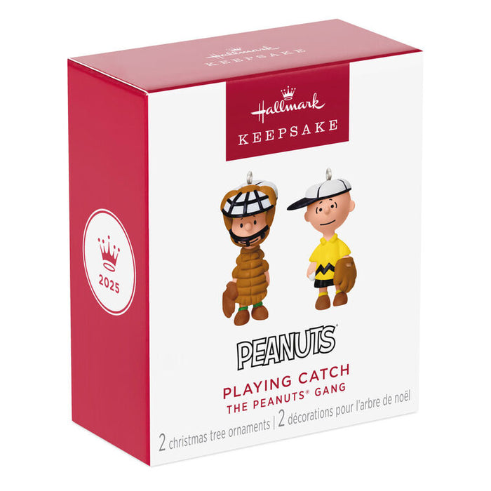 Hallmark : 2025 Keepsake  Mini The Peanuts® Gang Playing Catch Ornaments, Set of 2 " (402)