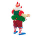 Backside of the Decorative Holiday  ornament of a Santa Claus figure with a reindeer floatie, holding a boat labeled '2025'. on a white background
