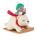 Christmas ornament with a polar bear and penguin on a sleigh, on a white background 