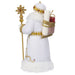  Backside of the Caucasian Father Christmas ornament  holding a golden staff on white background