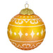 Backside of the Decorative warm yellow Christmas glass ball ornament with year '2025', on a white background