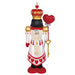 Backside of the Decorative nutcracker ornament with a crown, heart-shaped key, and heart scepter on  a white background .