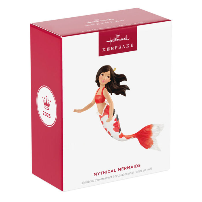 Hallmark Keepsake ornament packaging with mermaid design on a white background