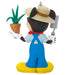 Backside of the Mickey Mouse in a gardener outfit holding a potted plant and a shovel Ornament on a white background