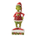 Colorful Grinch  Jim Shore  figurine of a character in a red outfit with a white hat on a white background