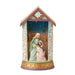 Decorative Jim Shore Figurine nativity scene in a house-shaped container with a star on top light off  .