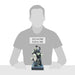 Gray silhouette of a person holding a  Jim Shore  haunted mansion hitchhiker figurine figurine with height measurements displayed on a white background 