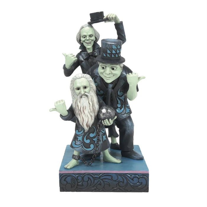 Disney Traditions Hitchhiking Ghosts collectible figurine  by Jim Shore, featuring Phineas, Ezra, and Gus on a white background 