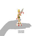 Tinker Bell figurine holding candy canes on a white background with height measurement on a grey silhouette .