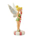  Left side view Jim Shore Figurine of Tinkerbell the fairy holding a candy cane on a white background