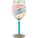 Wine glass with colorful text and confetti design with text" Birthdays are the confetti of life on a white background