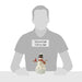 Placeholder silhouette with a snowman figurine and measurement text on a gray and white background