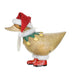 Decorative duck figurine wearing a Santa hat and boots on a white background