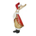 Decorative duck figurine wearing a Santa hat and coat on a white background