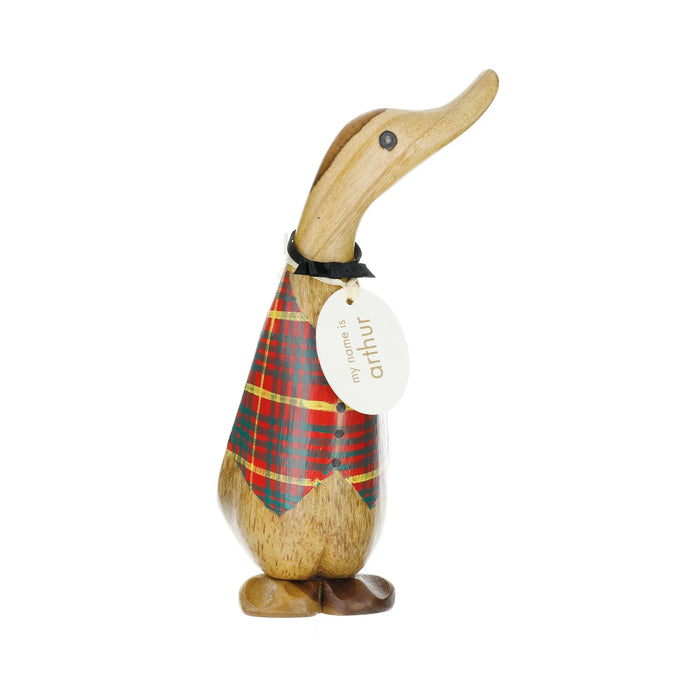 DCUK:  Wooden Tartan Waistcoat Ducklings – Hand-Carved Bamboo Root Figurines