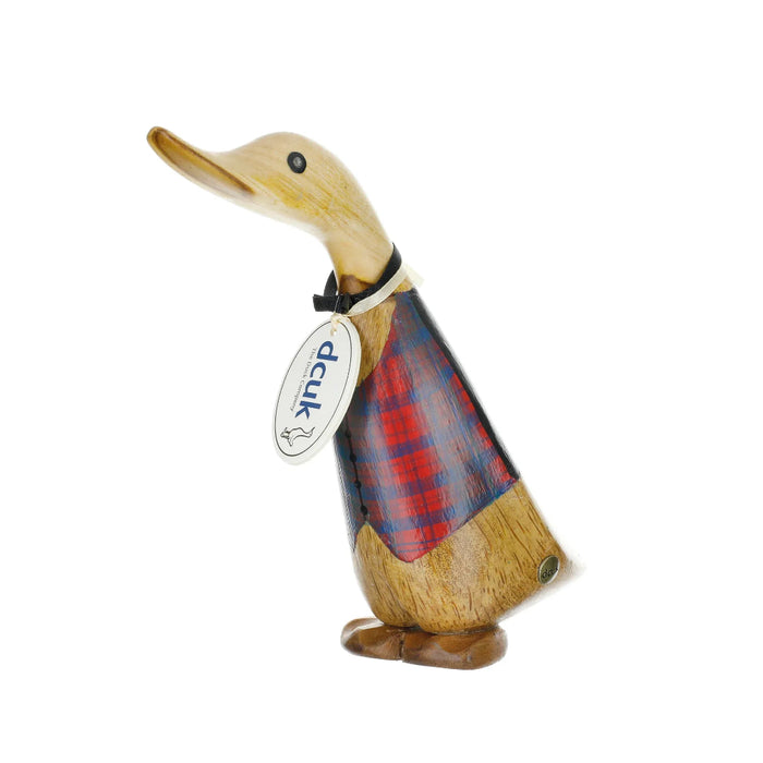 DCUK:  Wooden Tartan Waistcoat Ducklings – Hand-Carved Bamboo Root Figurines