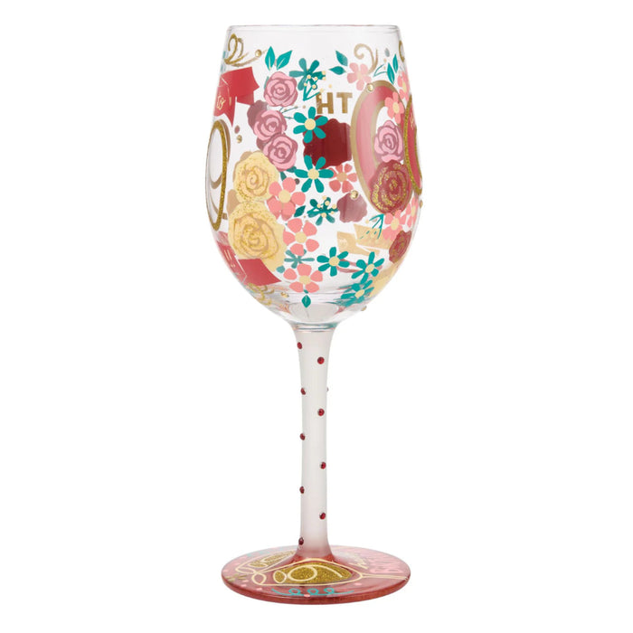 Happy 90th Birthday Wine Glass