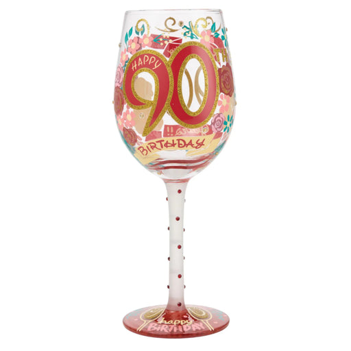 Happy 90th Birthday Wine Glass