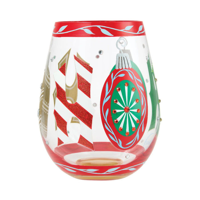 This Lolita Ho Ho Ho Stemless Glass adds a playful and festive touch to your holiday gatherings. 